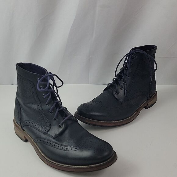 Ted Baker Derby Brogue Black Leather Men's Boots - Picture 3 of 14